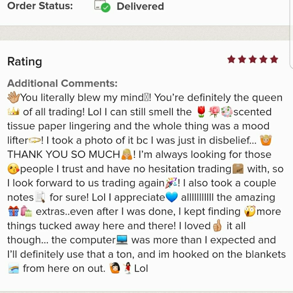 THE BEST TRADE FEEDBACK EVER!!!!!!